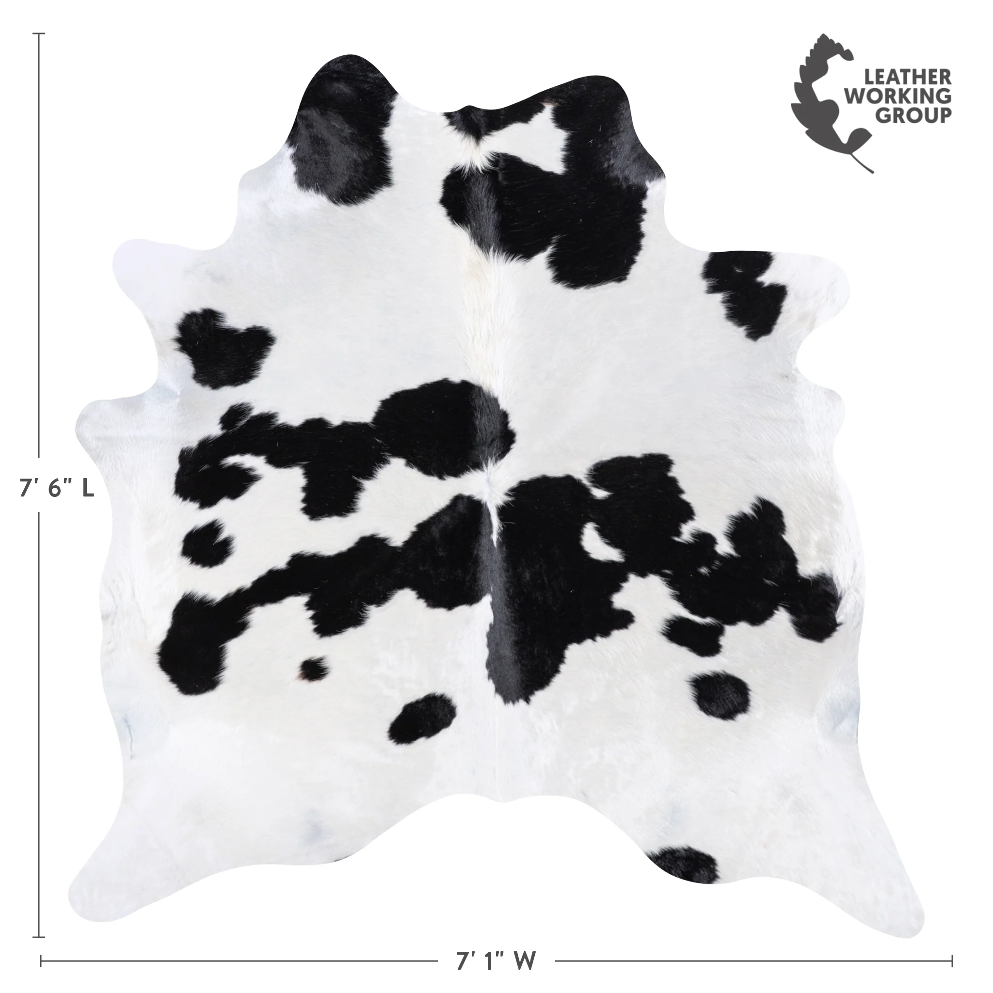 Brazilian Black and White Cowhide Rug Size 7'6" L x 7'1" W 4671 - Image 4