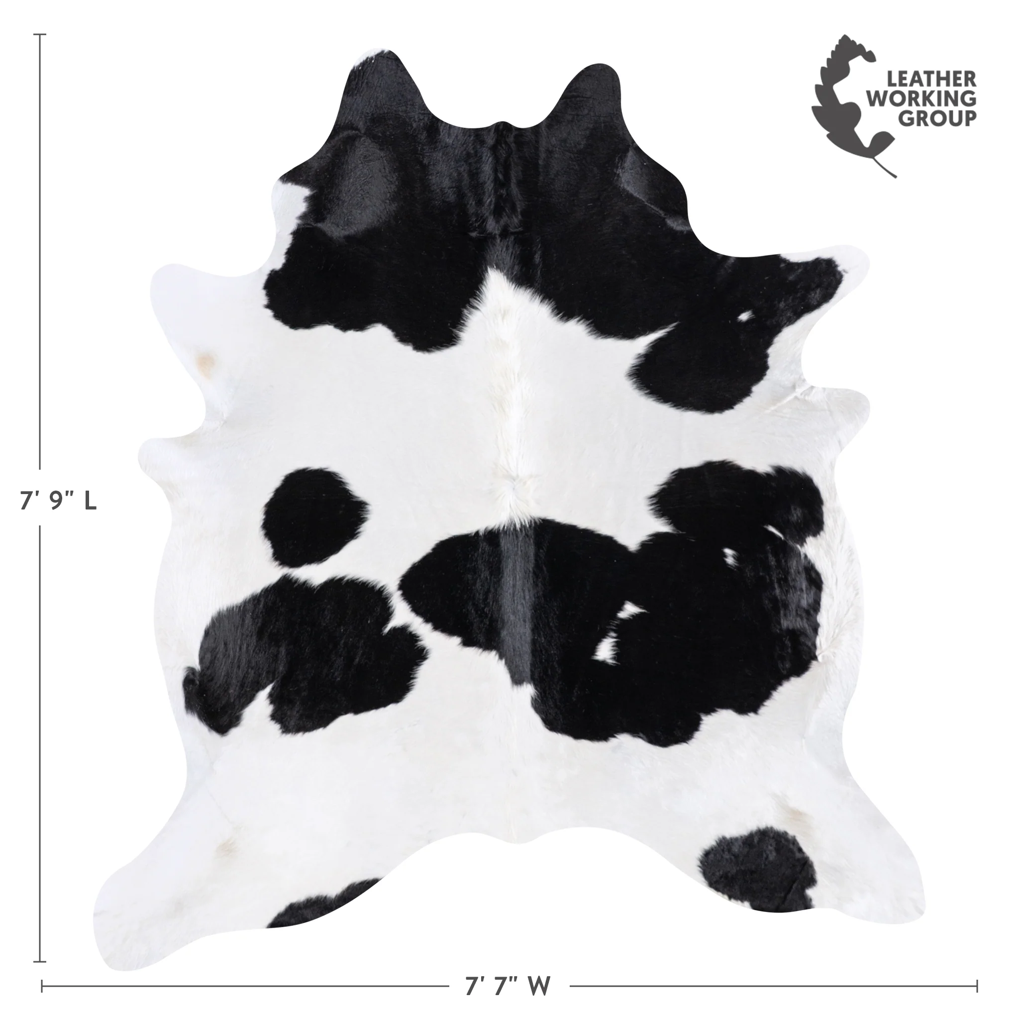 Brazilian Black and White Cowhide Rug Size 7'9" L x 7'1" W 4670 - Image 4