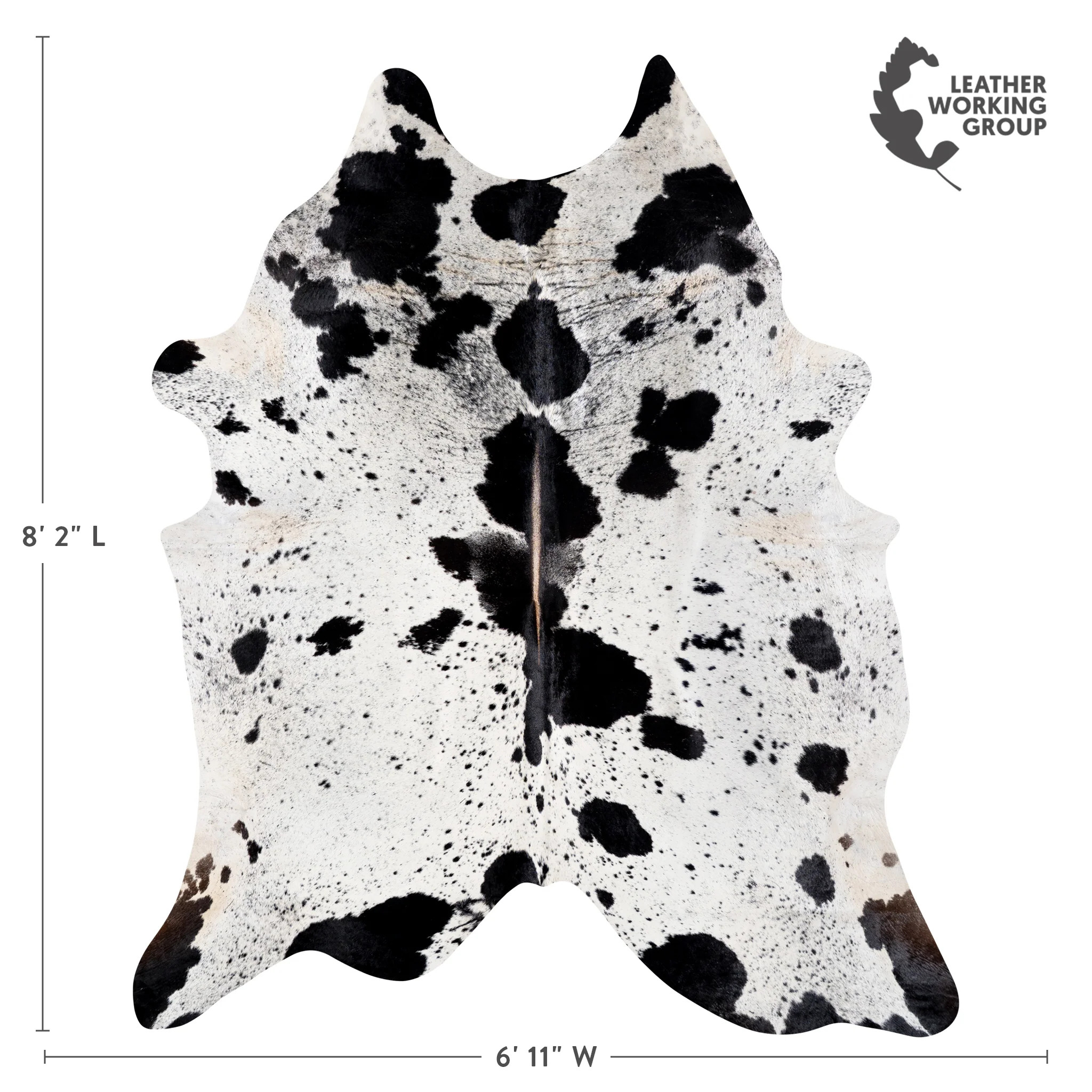 Brazilian Black Salt and Pepper Cowhide Rug Size 8'2" L x 6'11" W 5314 - Image 4