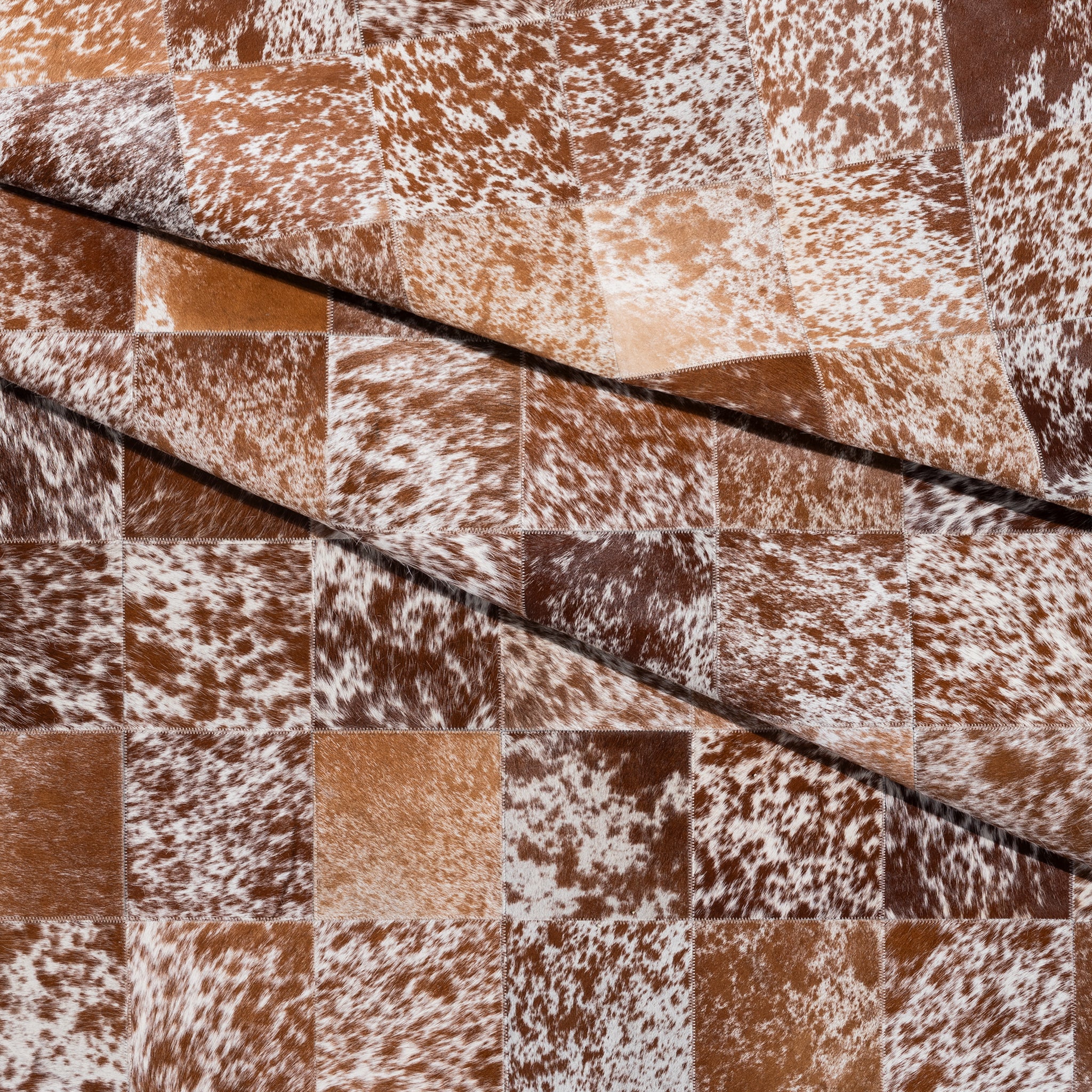 Brown and White Speckled Cowhide Patchwork Rug - Image 5