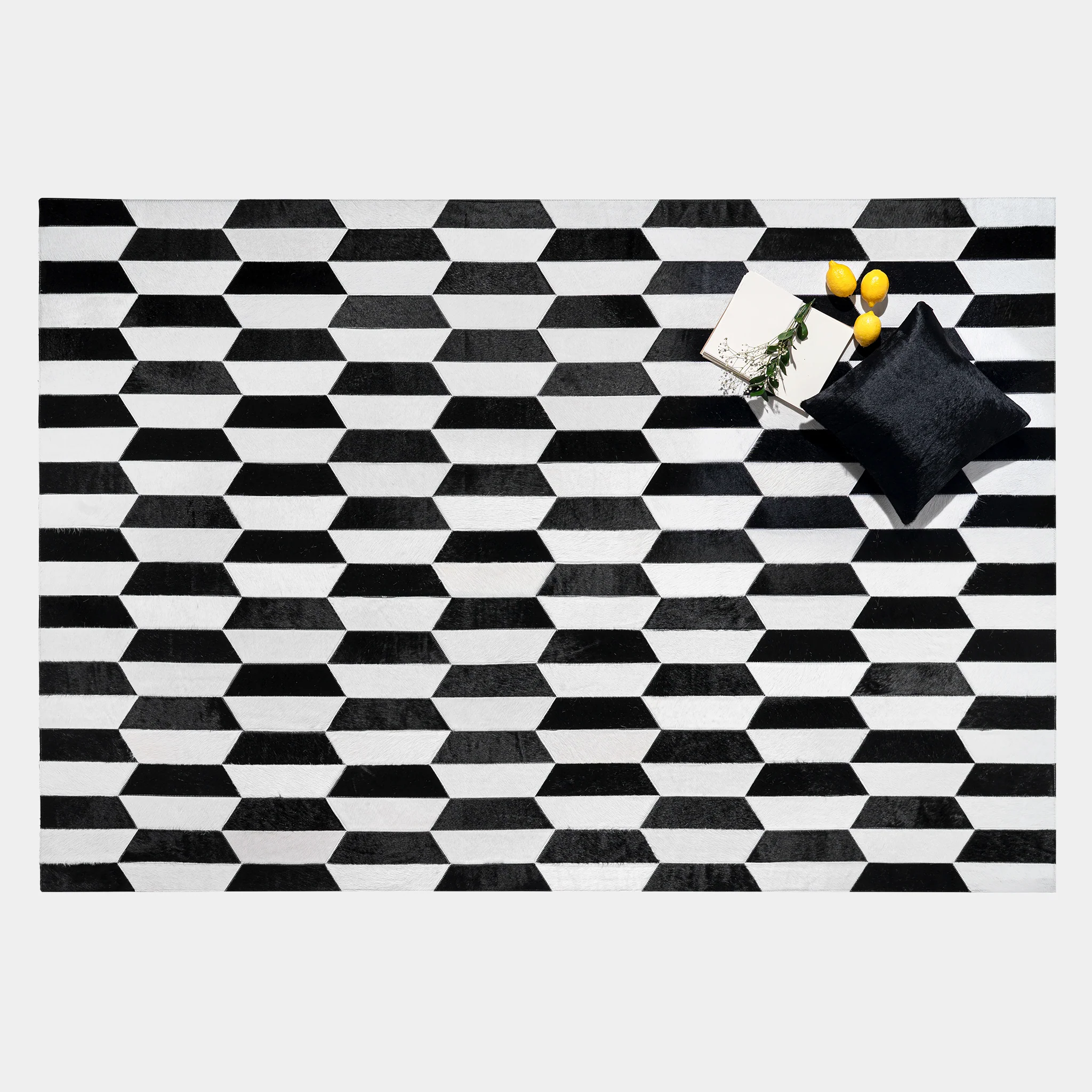 Figaro Black and White Patchwork Cowhide Rug - Image 3