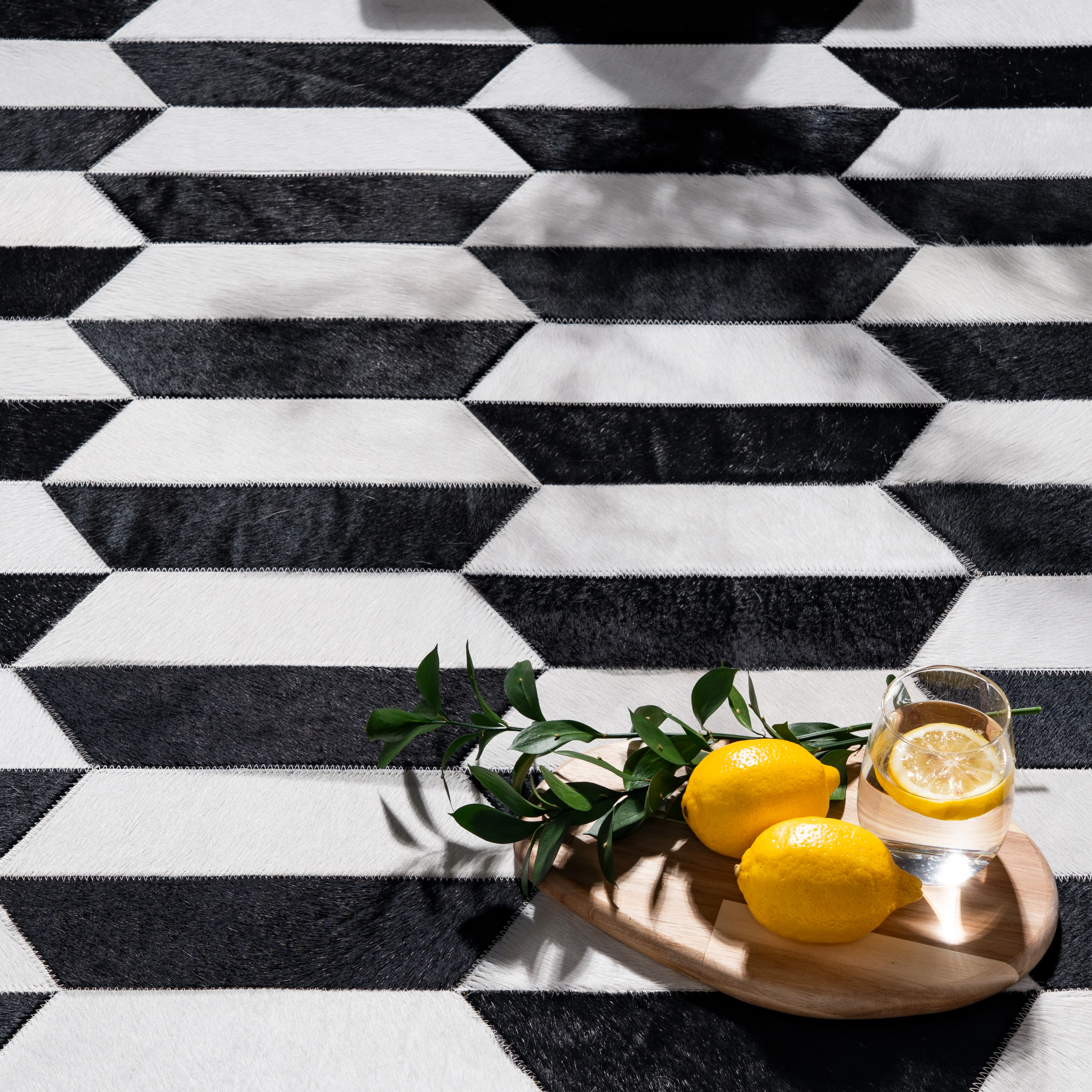 Figaro Black and White Patchwork Cowhide Rug - Image 6