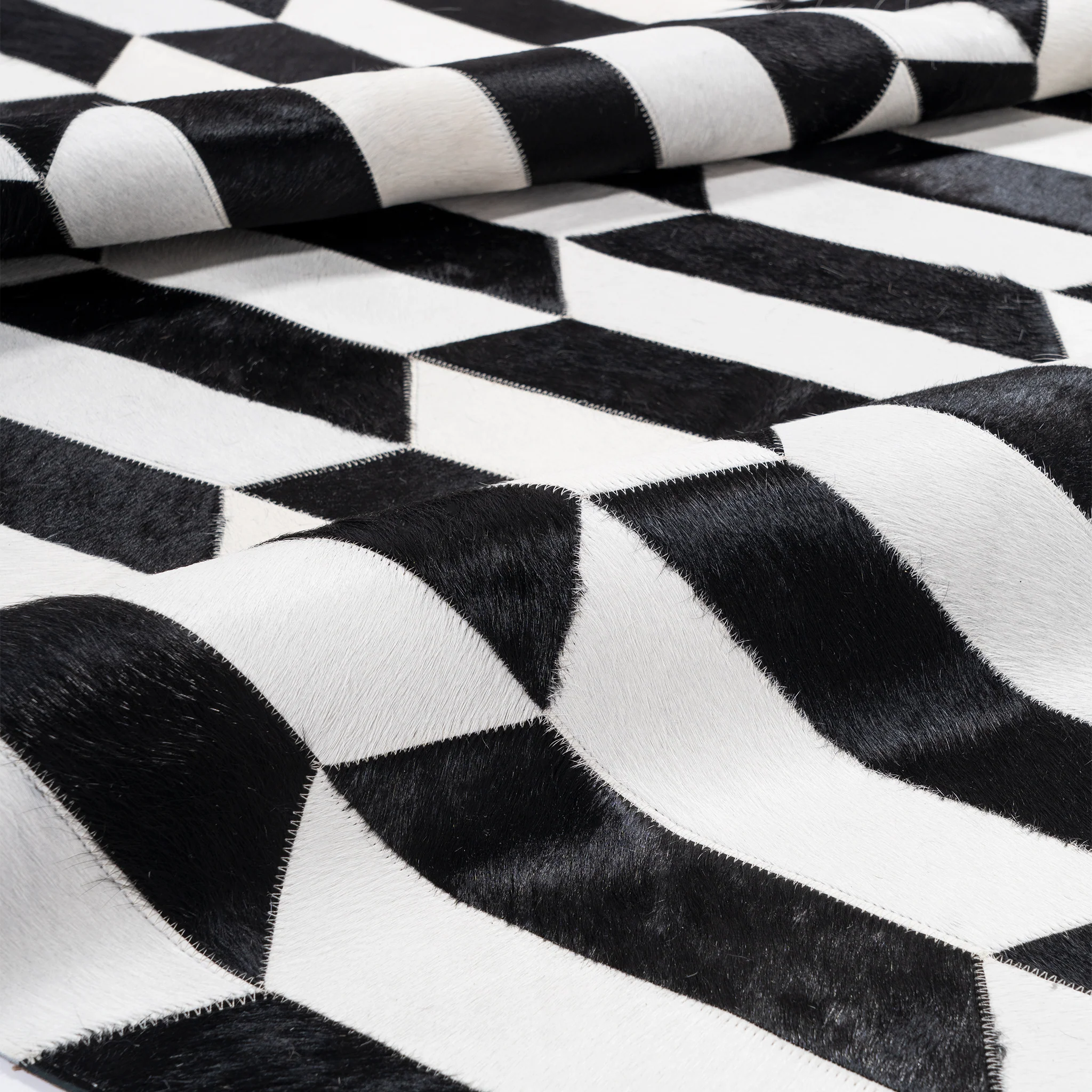 Figaro Black and White Patchwork Cowhide Rug - Image 7