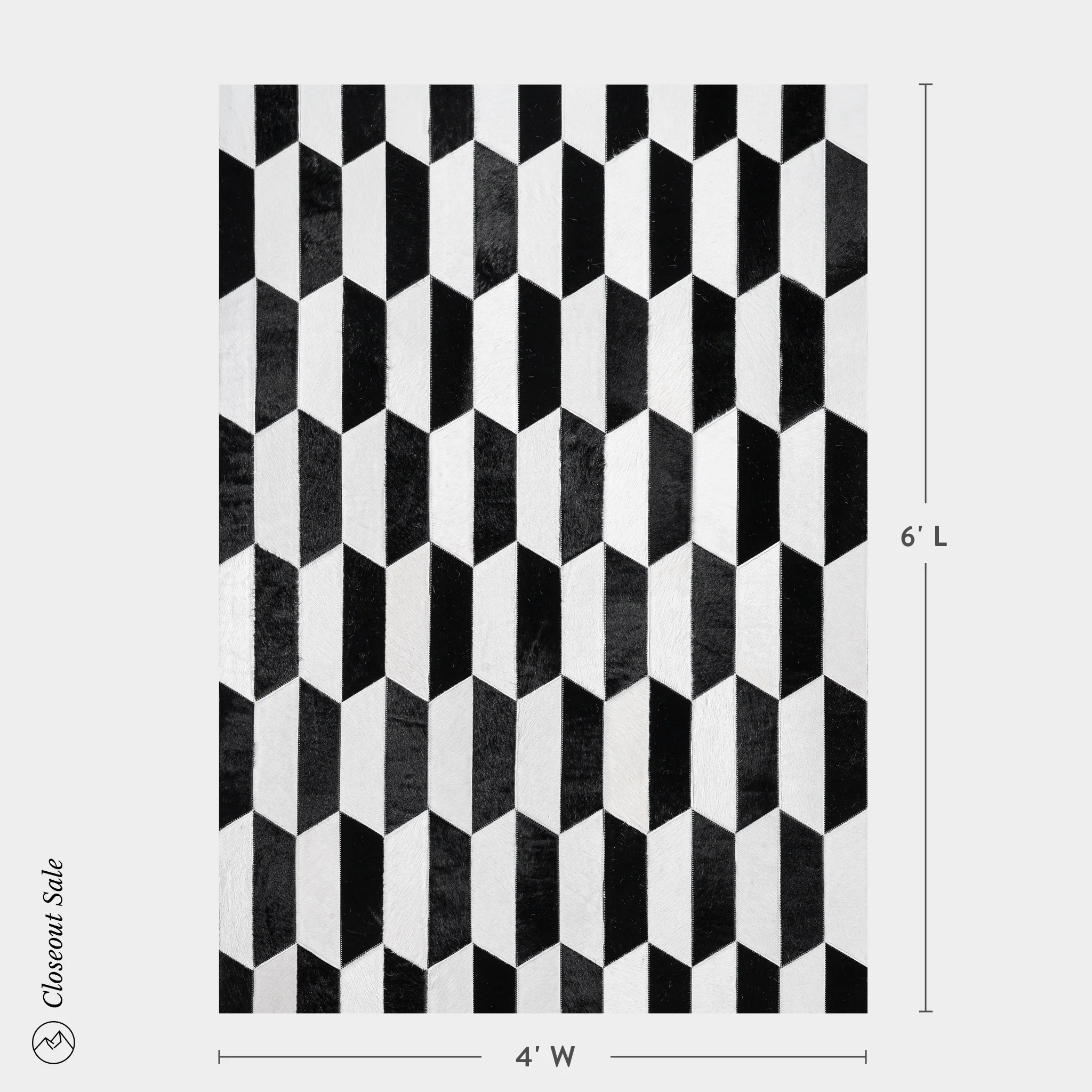 Figaro Black and White Patchwork Cowhide Rug Size 6 x 4 Feet on Sale - Image 3