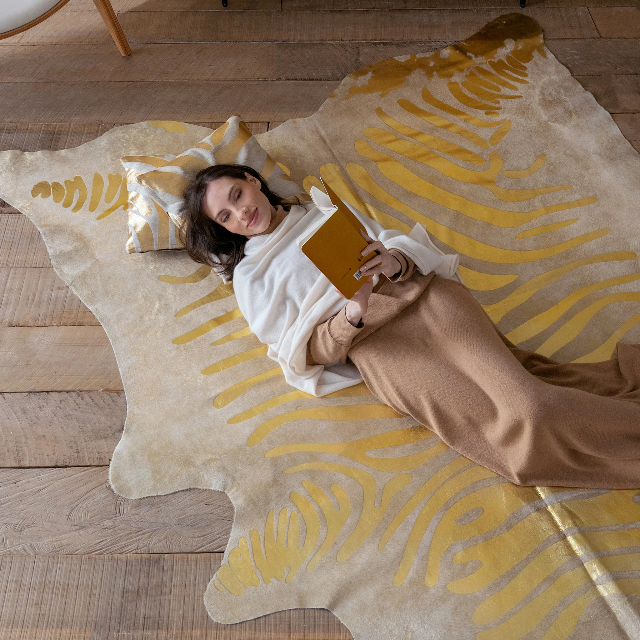 Zebra Gold Metallic Cowhide Rug - Image 5
